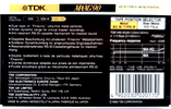 Compact Cassette TDK MA-XG 90 Type IV Metal 1990 Australia, Europe