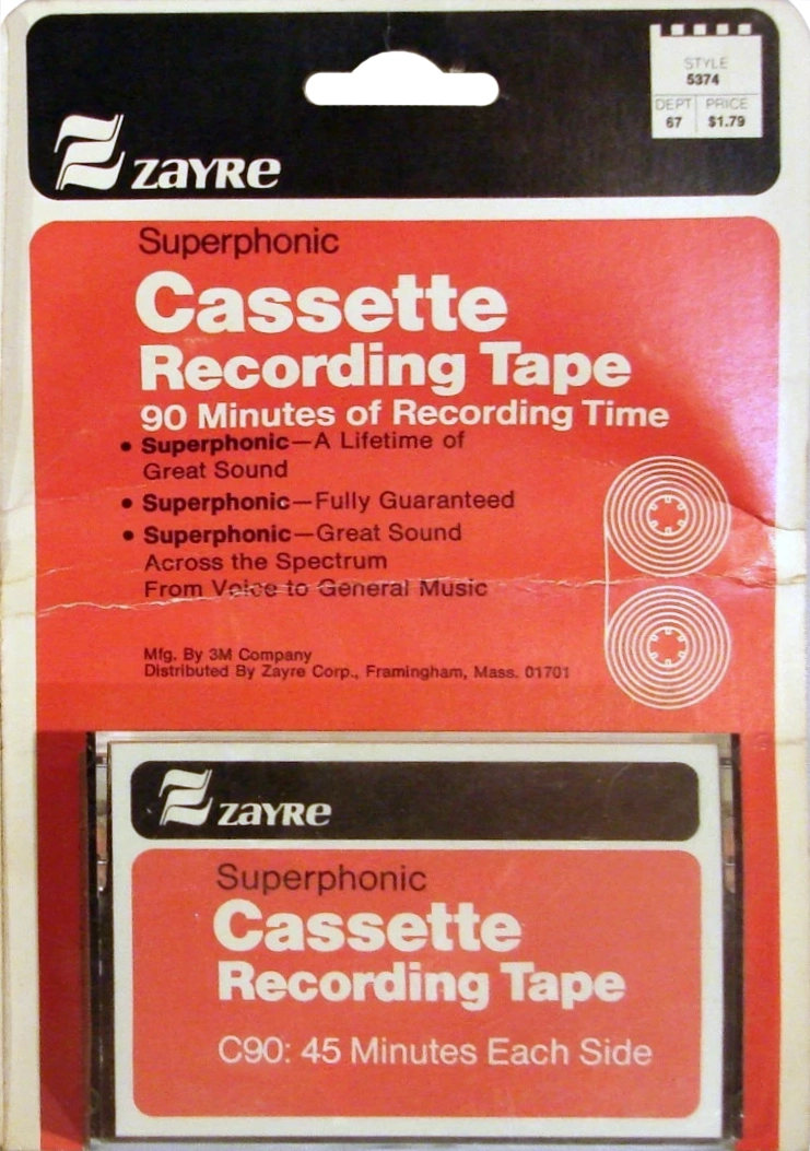 Blister Zayre Superphonic 90 Type I Normal 1974 USA