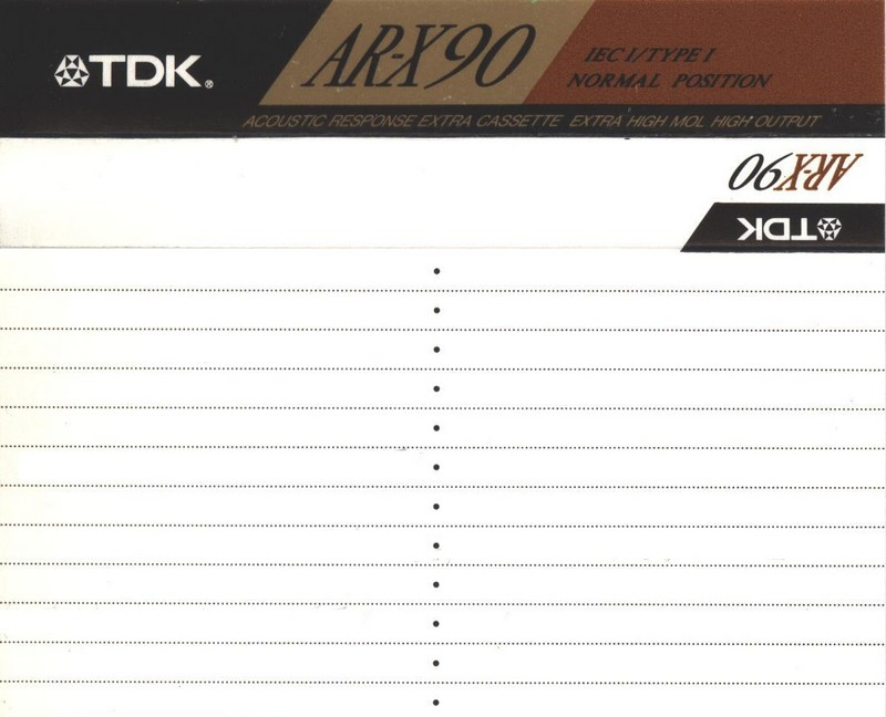 Compact Cassette TDK AR-X 90 "AR-X90ES" Type I Normal 1991 Europe