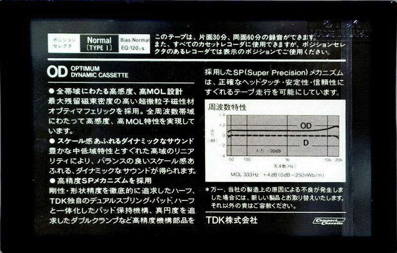 Compact Cassette TDK OD 60 Type I Normal 1982 Japan