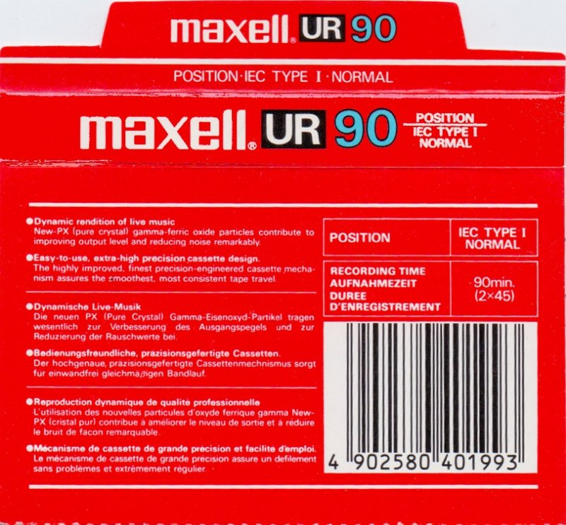 Compact Cassette Maxell UR 90 Type I Normal 1986 Europe