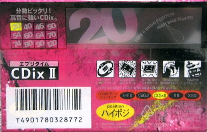 2 pack Sony CDix II 20 Type II Chrome 1995 Japan
