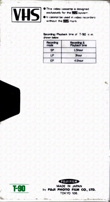 VHS, Video Home System Fuji 90 "T-90" Type I Normal Japan