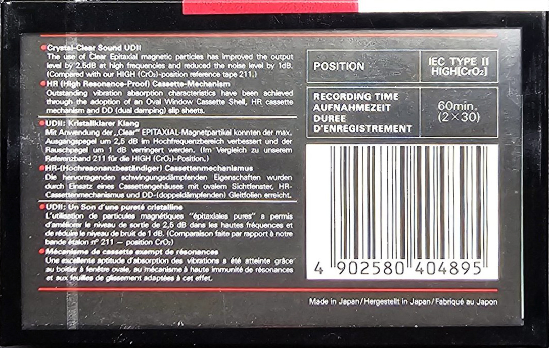 Compact Cassette Maxell UDII / UD2 60 Type II Chrome 1988 Europe