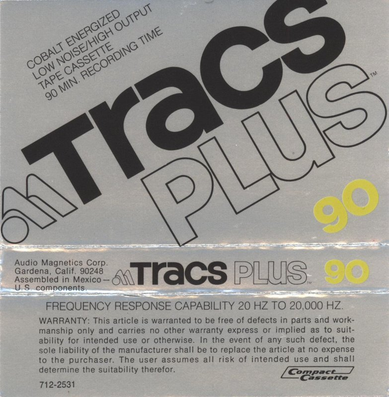 Compact Cassette Tracs Plus 90 Type I Normal 1972 USA