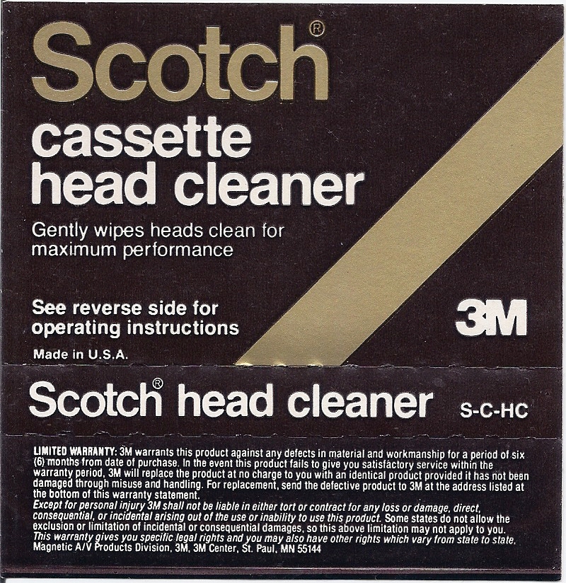Compact Cassette Scotch "S-C-HC" Cleaning Cassette 1981 USA