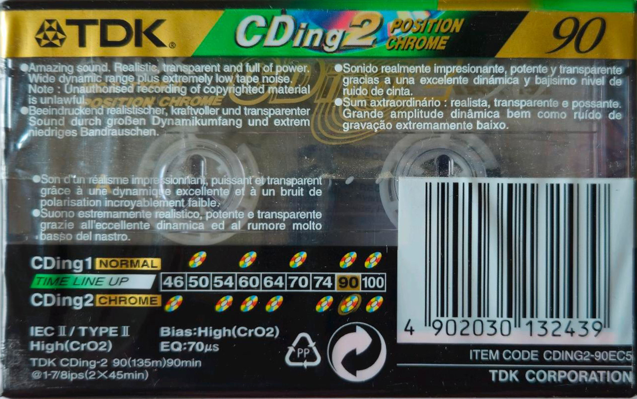 5 pack TDK CDing 2 90 "CDING2-90EC5" Type II Chrome 2001 Europe