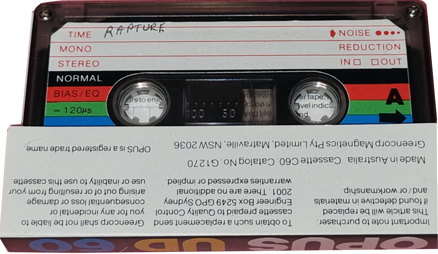 Compact Cassette Opus UD 60 Type I Normal 1975 Australia