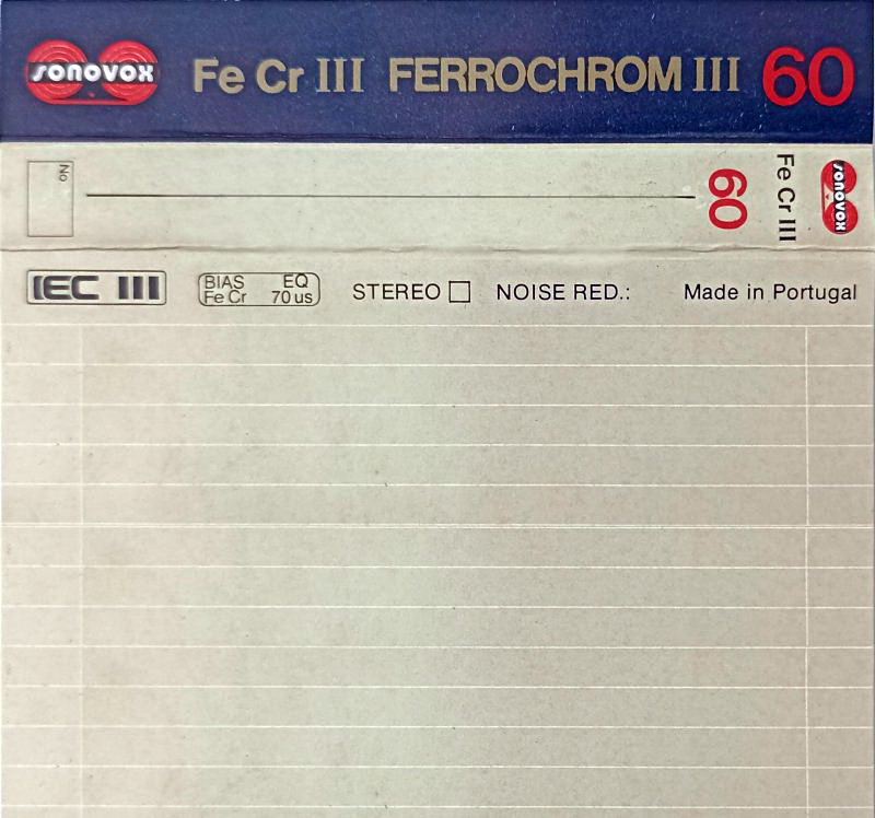 Compact Cassette Sonovox Fe Cr II 60 Type III Ferro Chrome 1983 Portugal