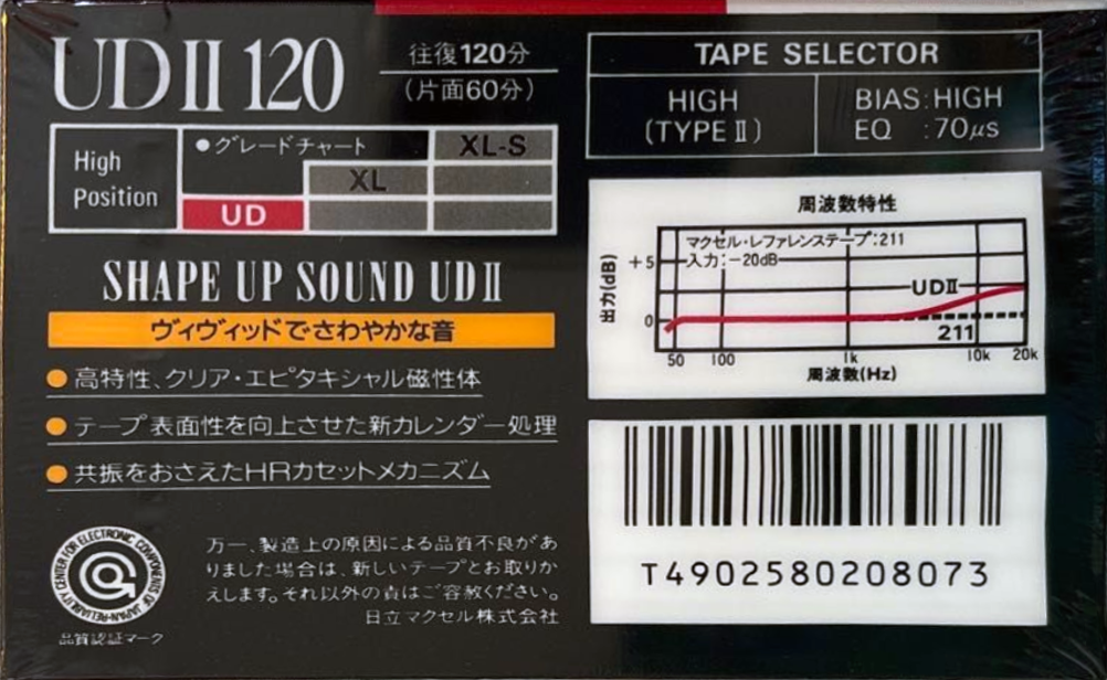 Compact Cassette Maxell UDII / UD2 120 Type II Chrome 1988 Japan