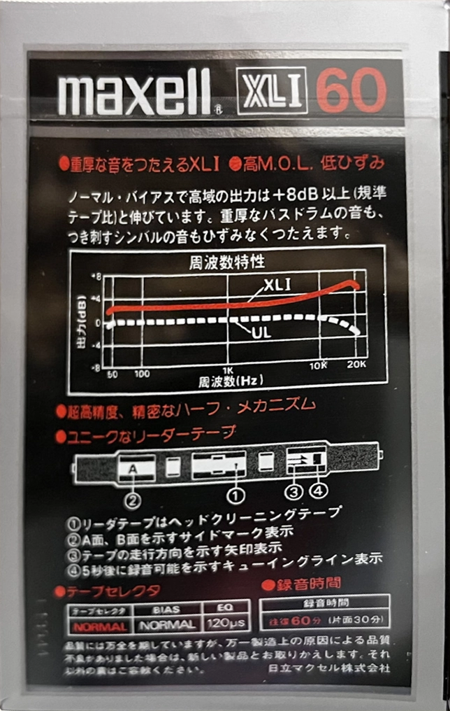 Compact Cassette Maxell XLI 60 Type I Normal 1978 Japan