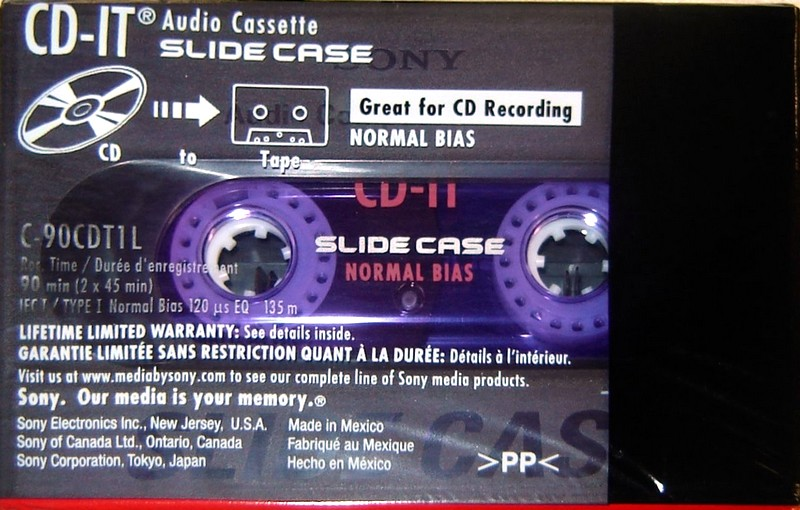 Compact Cassette Sony CD-IT 90 "C-90CDT1L" Type I Normal 2001 North America