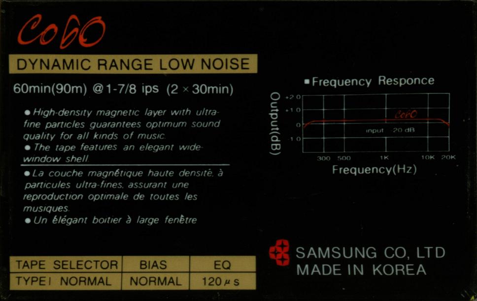 Compact Cassette Samsung CO 60 Type I Normal 1990 Canada