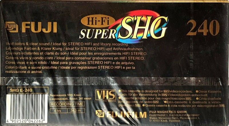 VHS, Video Home System Fuji SHG 240 "SHG E-240" Type I Normal 2005 Worldwide