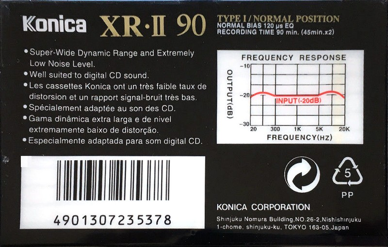 Compact Cassette Konica XR 90 "XR-II" Type II Chrome 1990 Europe
