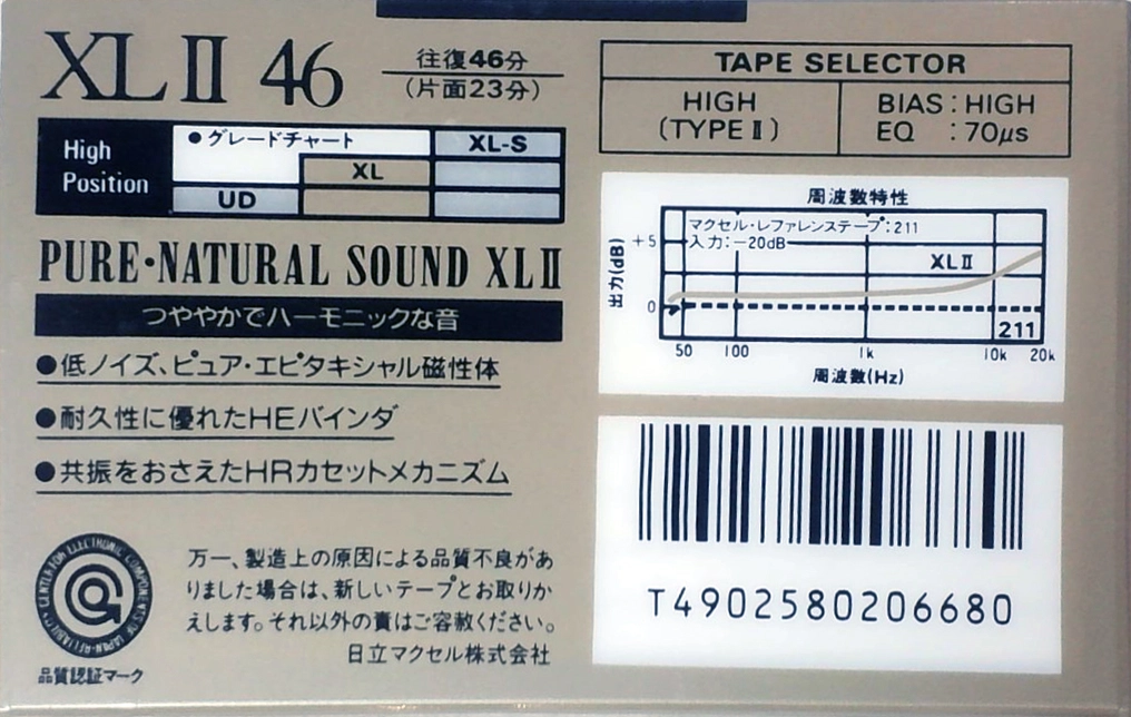 Compact Cassette Maxell XLII 46 Type II Chrome 1988 Japan