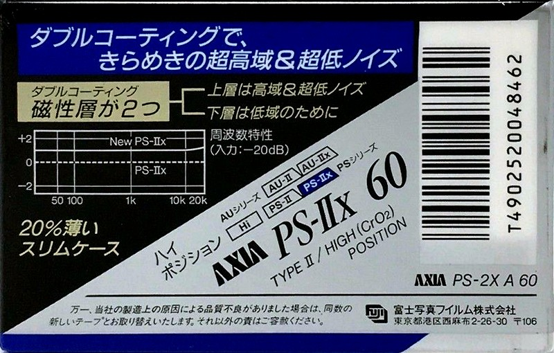 Compact Cassette AXIA PS-IIx 60 "PS-2X A 60" Type II Chrome 1991 Japan