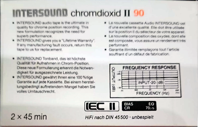 Compact Cassette Intersound 90 Type II Chrome Europe