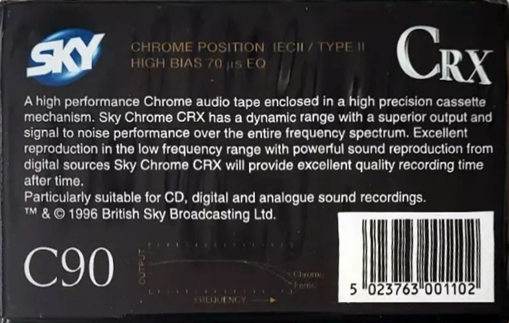 Compact Cassette Sky CRX 90 Type II Chrome 1996 UK
