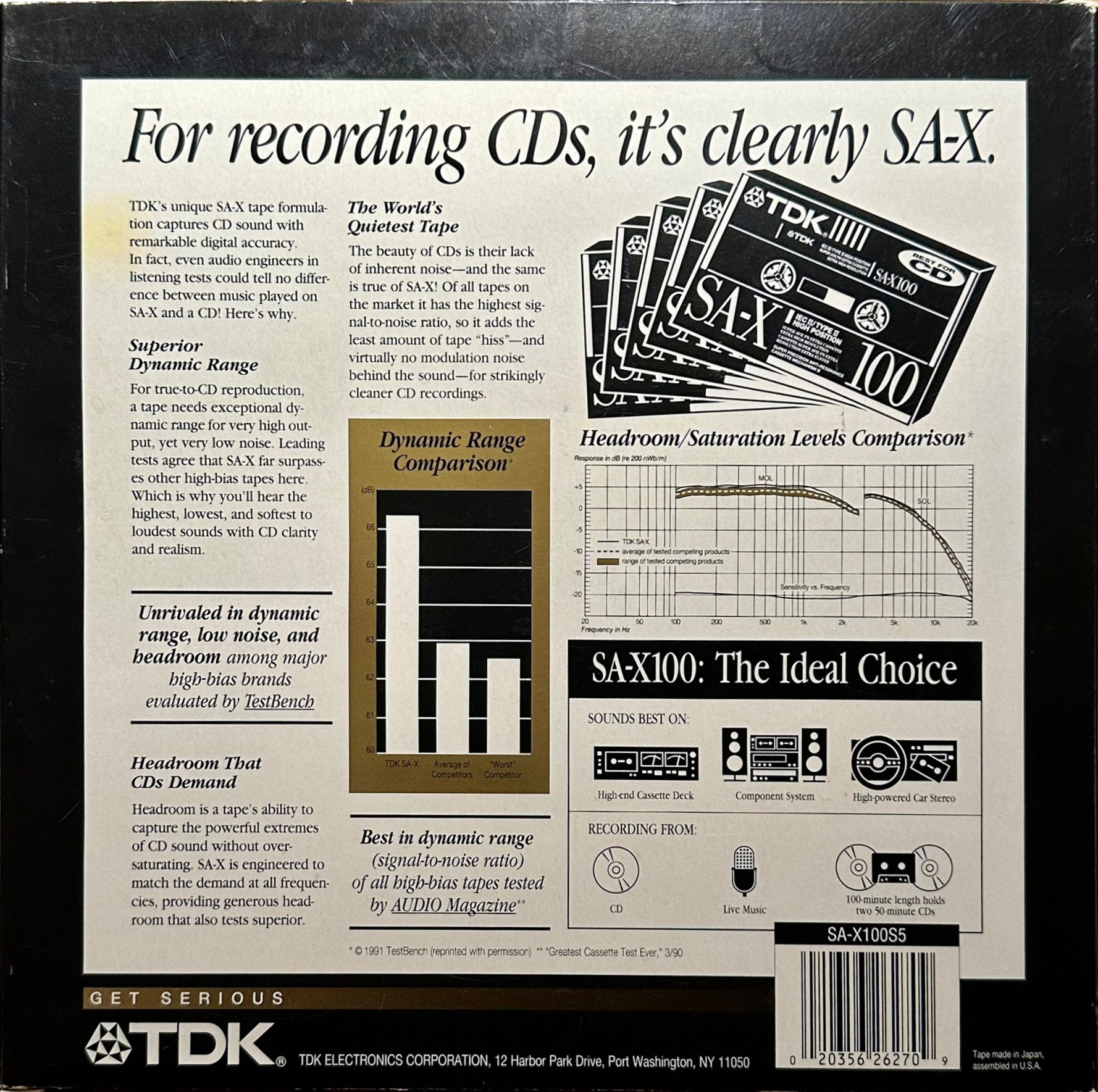 5 pack TDK SA-X 100 "SA-X100S5" Type II Chrome 1991 USA