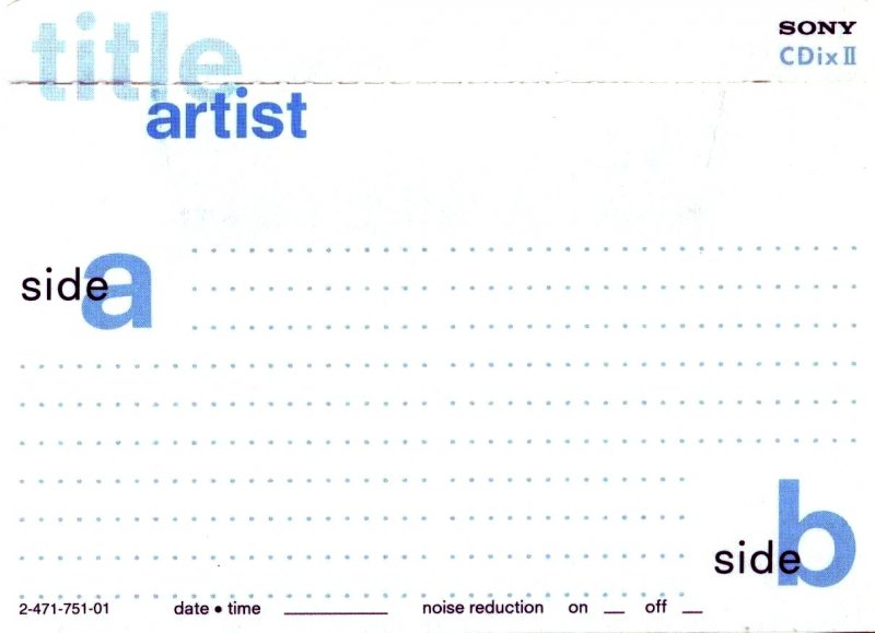 Compact Cassette Sony CDix II 70 "C-70CDX2F" Type II Chrome 1998 Japan