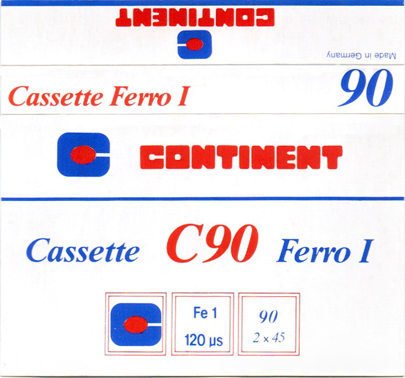 Compact Cassette Continent / Continente 90 Type I Normal 1982 Europe
