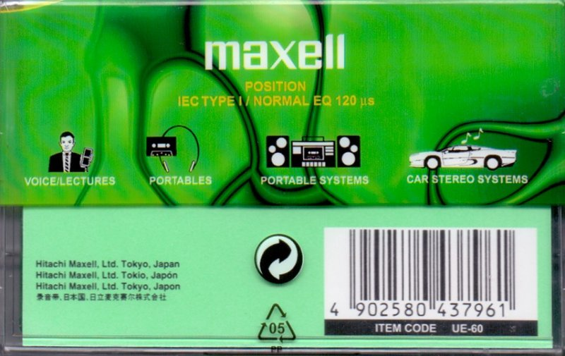 Compact Cassette Maxell UE 60 "UE-60" Type I Normal 1998 Worldwide