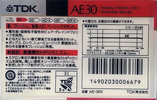 Compact Cassette TDK AE 30 "AE-30K" Type I Normal 1989 Japan