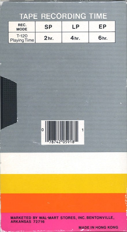 VHS, Video Home System Walmart 120 "by Wal-Mart" Type I Normal USA