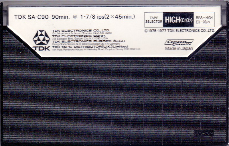 Compact Cassette TDK SA 90 Type II Chrome 1977 Europe, USA