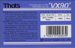 Compact Cassette Thats VX 90 Type II Chrome 1990 Europe
