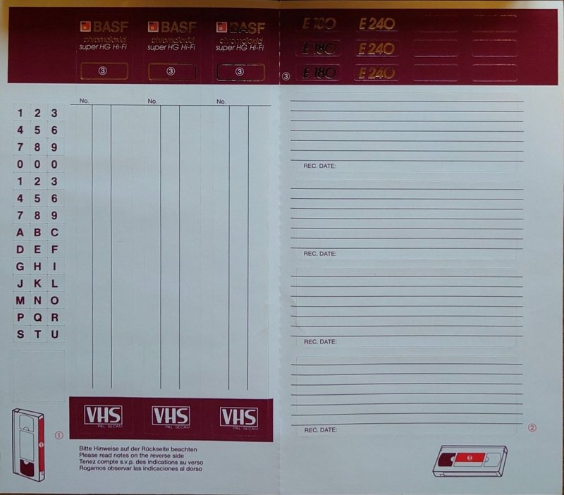 VHS, Video Home System BASF Super HG Hi-Fi 240 Type II Chrome 1985 Europe