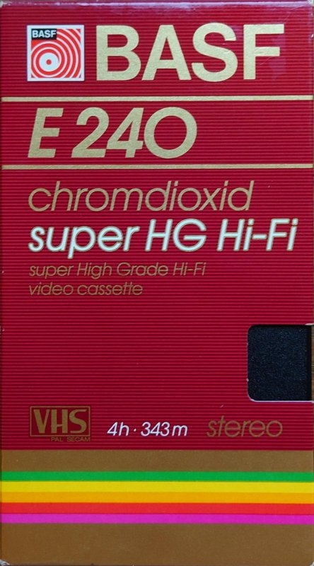 VHS, Video Home System BASF Super HG Hi-Fi 240 Type II Chrome 1985 Europe