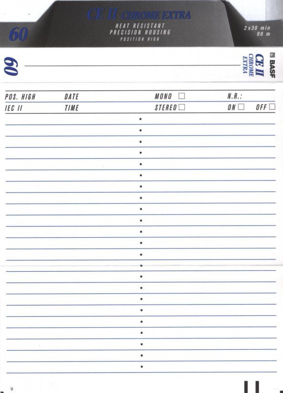 Compact Cassette BASF CE II Chrome Extra 60 Type II Chrome 1995 Europe