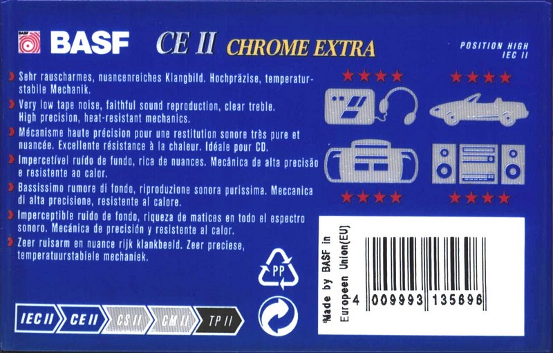 Compact Cassette BASF CE II Chrome Extra 60 Type II Chrome 1995 Europe