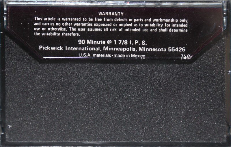 Compact Cassette Pickwick PRO 90 Type I Normal USA