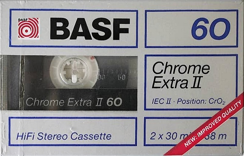 Compact Cassette BASF Chrome Extra II 60 "Large Window" Type II Chrome 1988 Europe