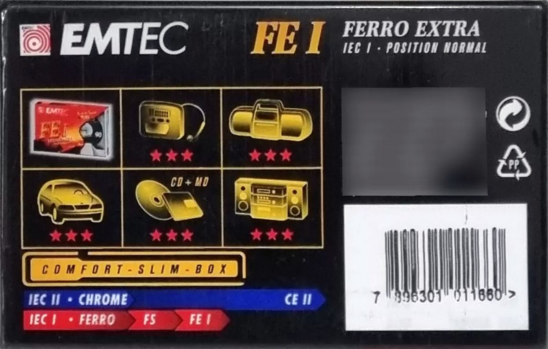 Compact Cassette Emtec FE I Ferro Extra 60 Type I Normal 1999 Brazil