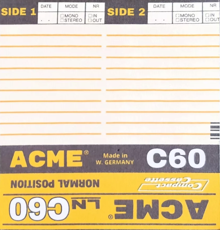 Compact Cassette Acme 60 "Time Ton Tape" Type I Normal Germany