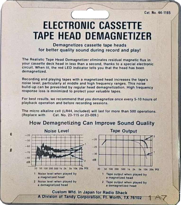 Compact Cassette Realistic Head Demagnetiser USA