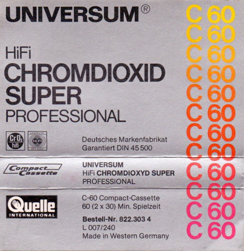 Compact Cassette Universum Super 60 Type II Chrome 1979 Europe