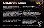 Compact Cassette Memorex MRX I 90 Type I Normal 1982 USA
