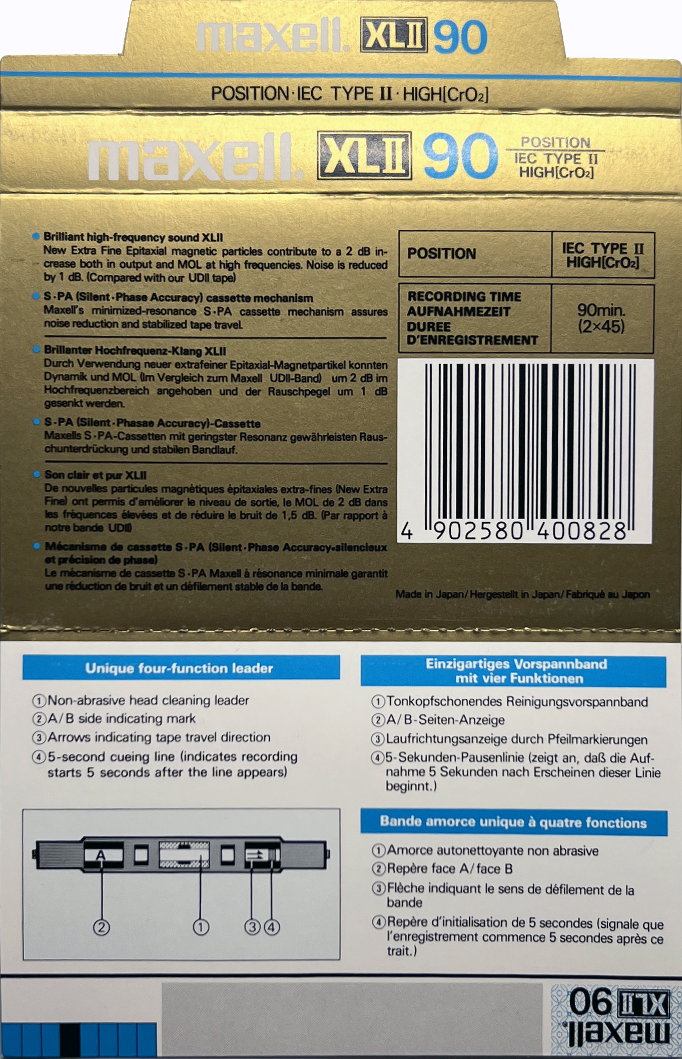 Compact Cassette Maxell XLII 90 Type II Chrome 1985 Europe