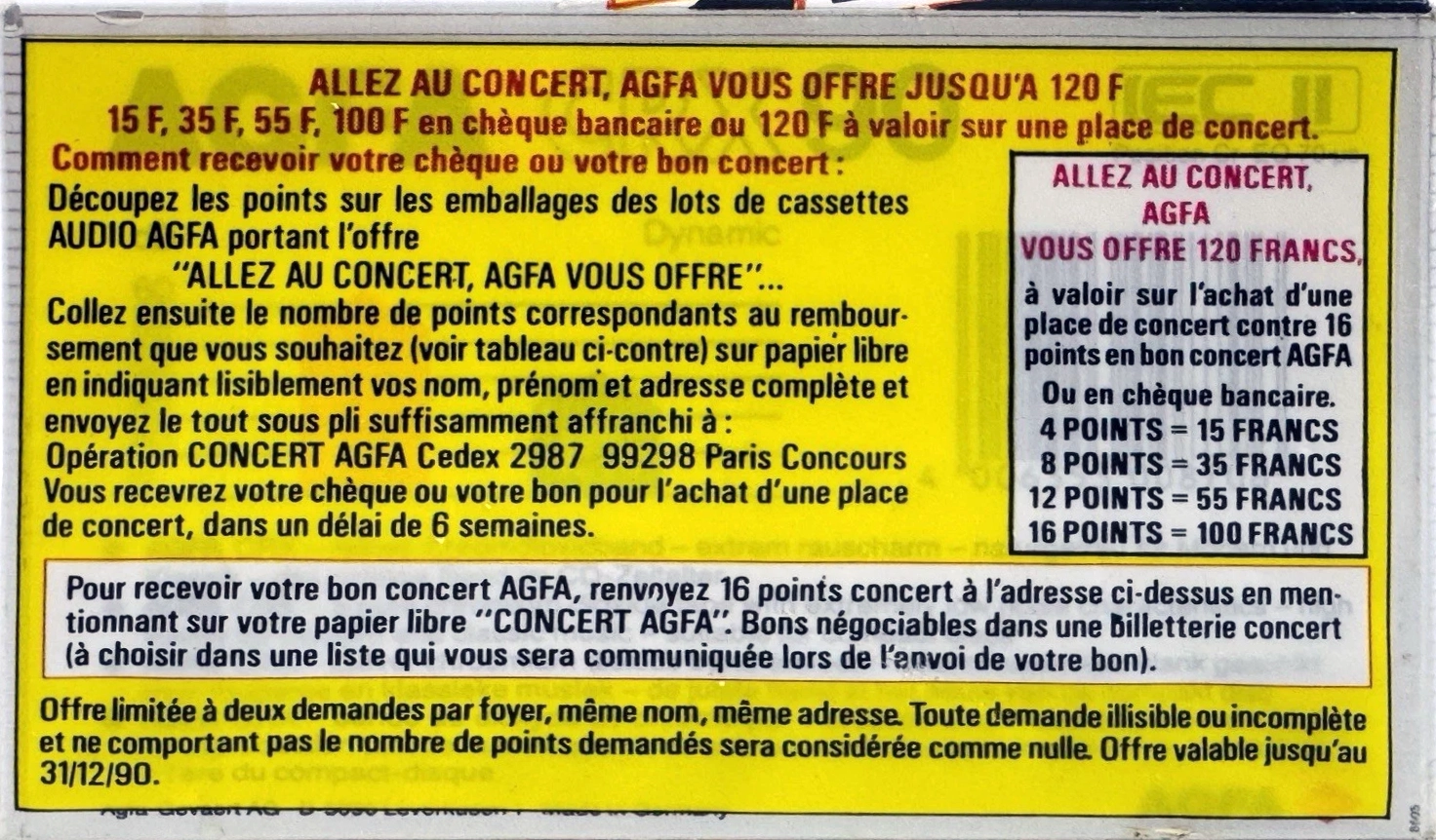 Promo AGFA CRX 90 Type II Chrome 1990 France