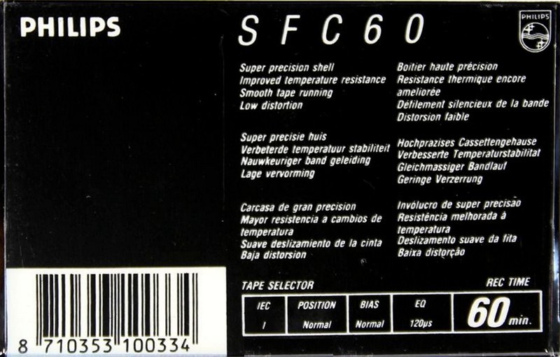 Compact Cassette Philips SF 60 Type I Normal 1987 Europe