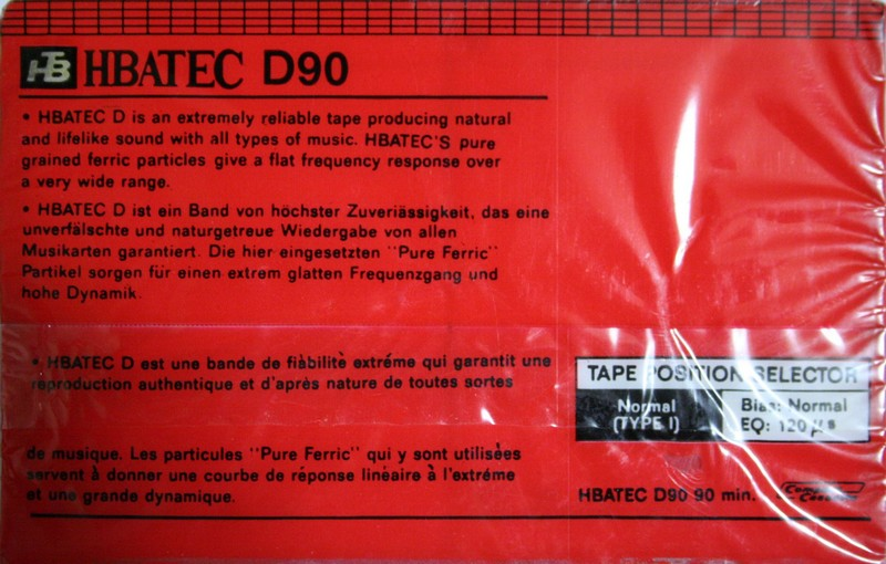Compact Cassette Hbatec 90 Type I Normal Worldwide