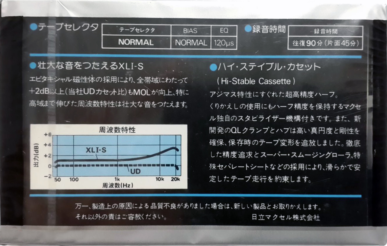Compact Cassette Maxell XLI-S 90 Type I Normal 1980 Japan
