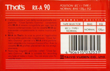 Compact Cassette Thats RX-A Roxana 90 Type I Normal 1993 Europe