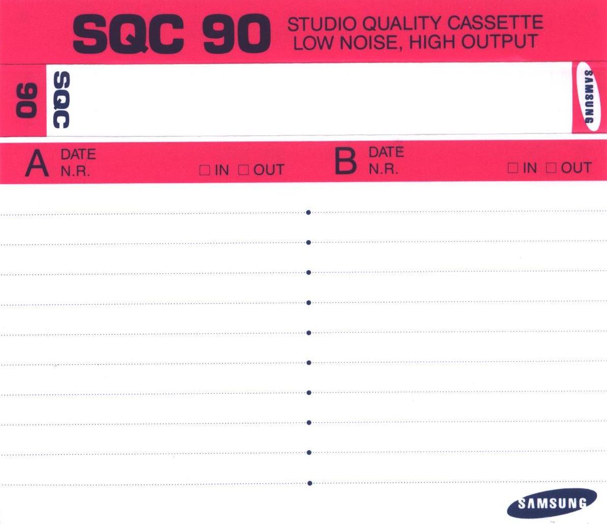 Compact Cassette Samsung SQC 90 Type I Normal 1996 North America