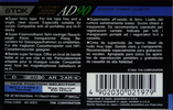 Compact Cassette TDK AD 90 "AD-90ES" Type I Normal 1990 Europe